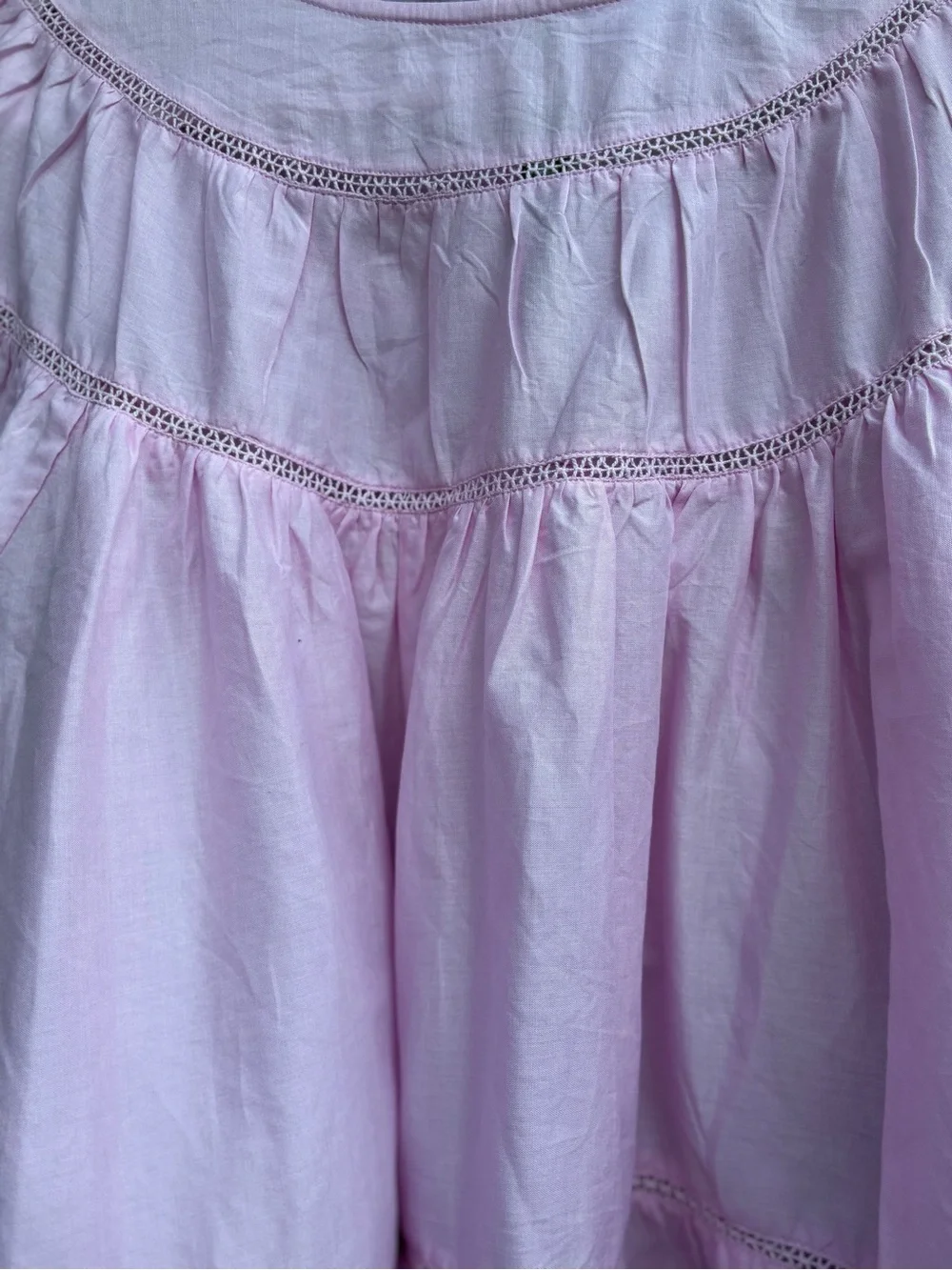 MERLETTE NWOT Sol Top in Pink Peony Babydoll Tiered Size Small